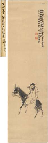 金农(款)(1687～1763) 钟进士骑驴献瑞图 水墨纸本 立轴