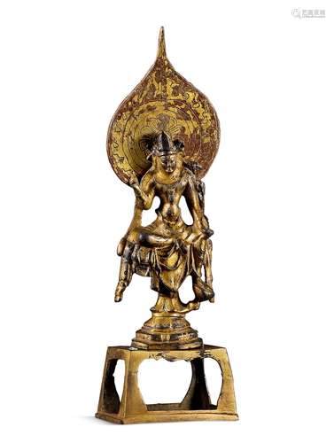 唐·铜鎏金自在观音坐像 tang dynasty a gilt-bronze figure of