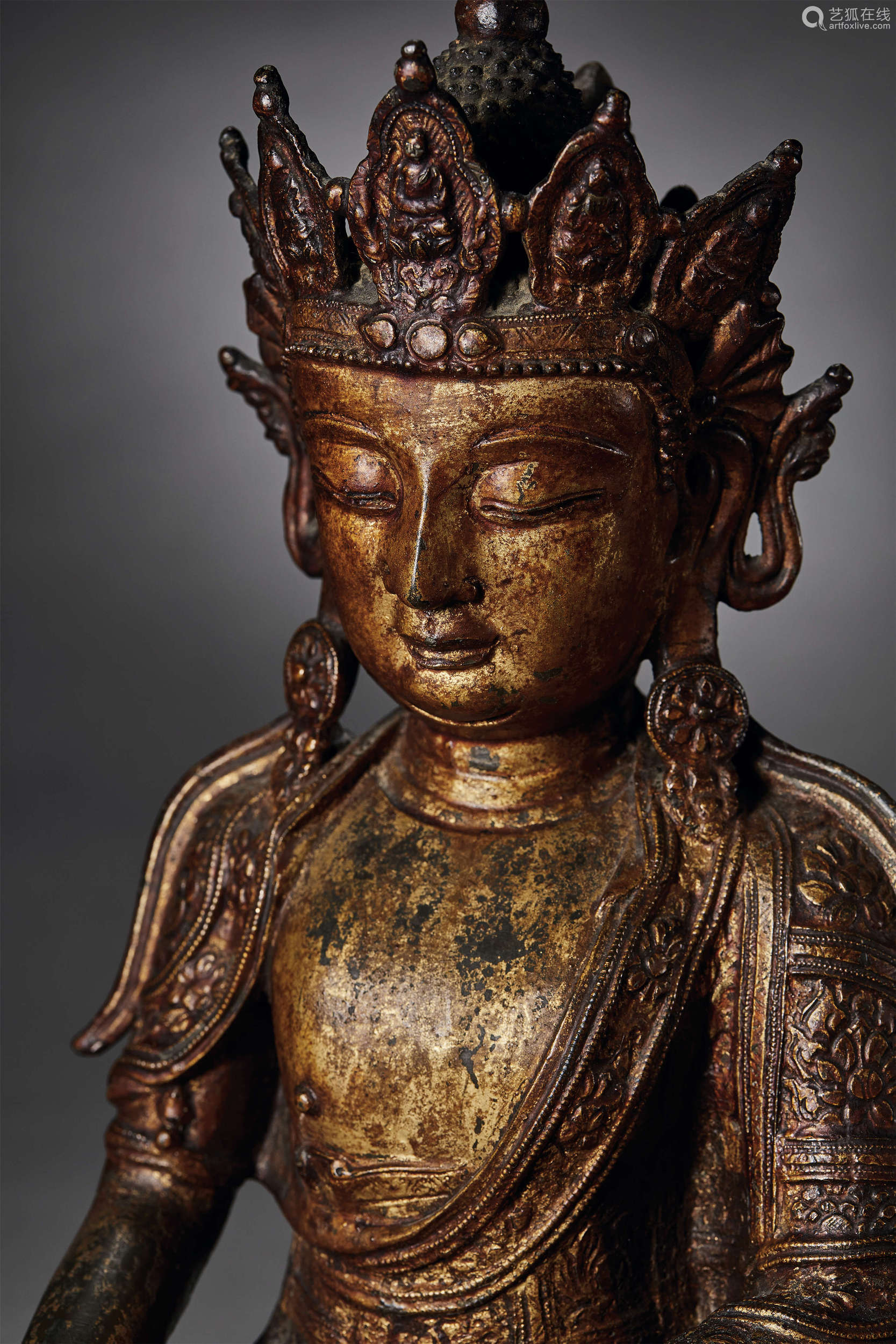 明 铜漆金药师佛